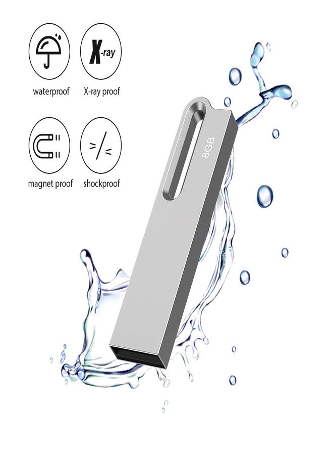 Aiibe 8GB Flash Drive 10 Pack 8GB Metal USB Drive Bulk Thumb Drive USB 2.0 Memory Stick Jump Drive Zip Drive with Keychain, Waterproof - Silver - Image 5